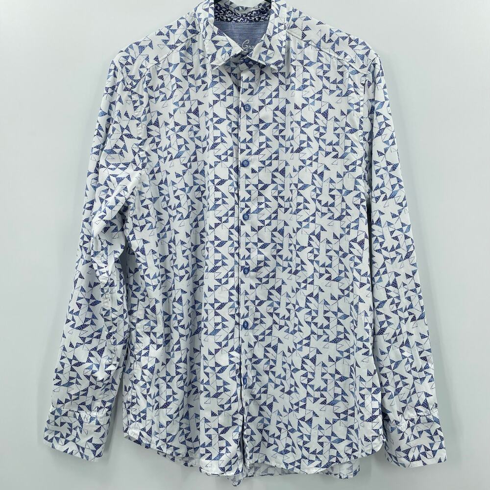 Robert Graham Men's Clarksville Long Sleeve Shirt, Button Down Geo Pattern Sz. L